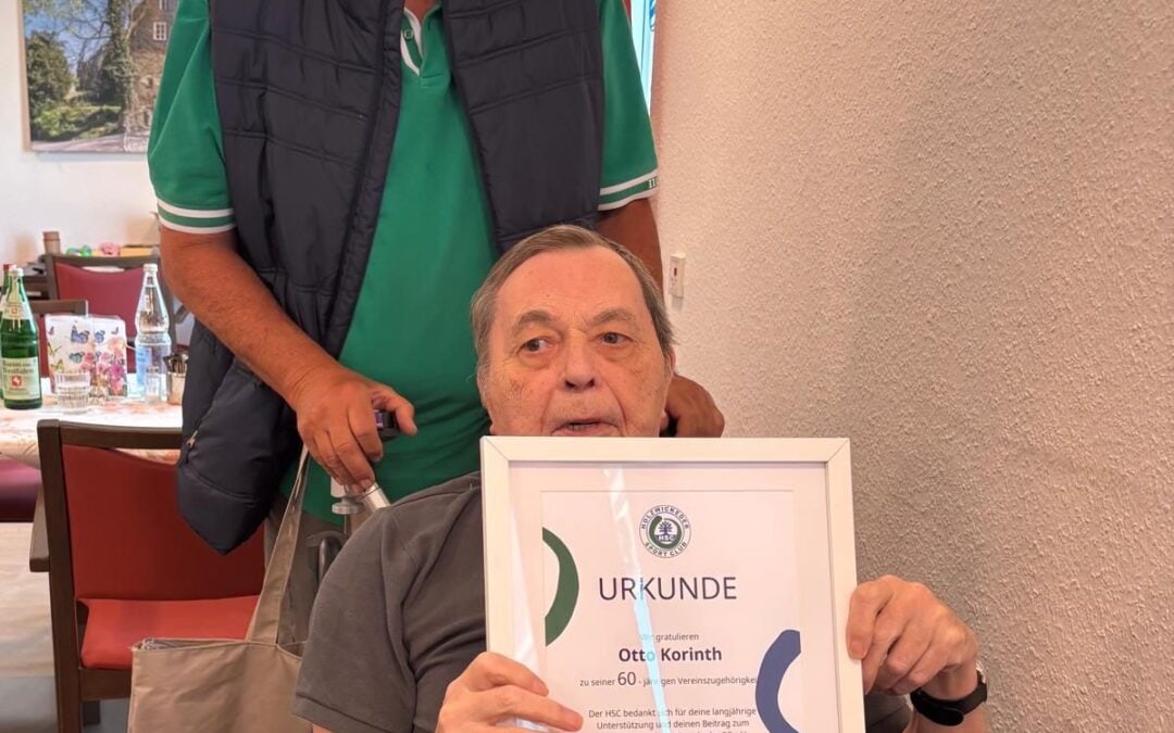 HSC ehrt Otto Korinth für 60 Jahre aktive Mitgliedschaft